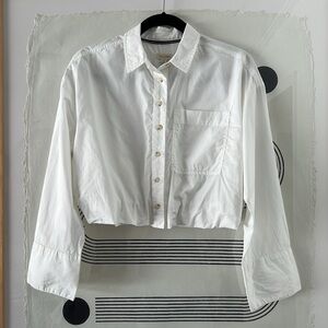 ANTHROPOLOGIE COTTON BUBBLE HEM SHIRT BY PILCRO